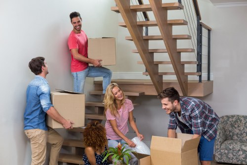 Commercial moving team planning an office relocation in West Brompton