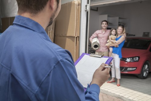 Loading office items for a relocation near West Brompton with careful access planning