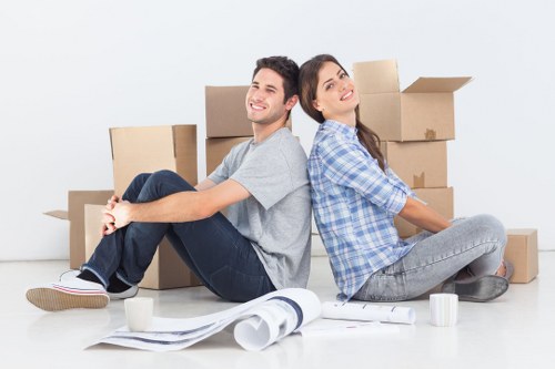 Packed boxes and furniture ready for a West Brompton house move