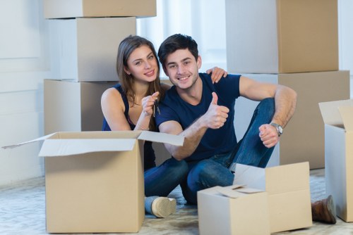 Furniture and household items arranged securely inside a removal van