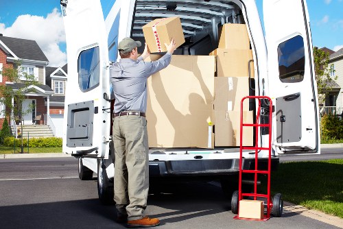Removal team handling a small office move in West Brompton