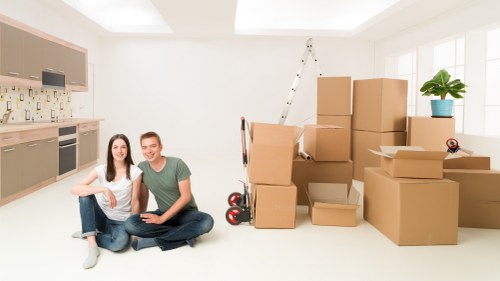 Office relocation items arranged for transport in West Brompton